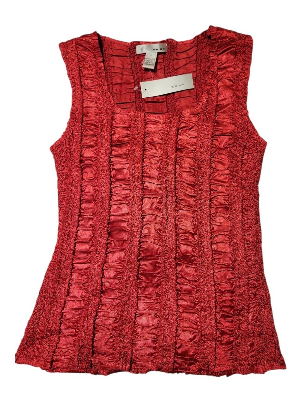Vintage Y2K WD.NY Red Ruched Satin Tank Top - Size Medium - NEW NWT